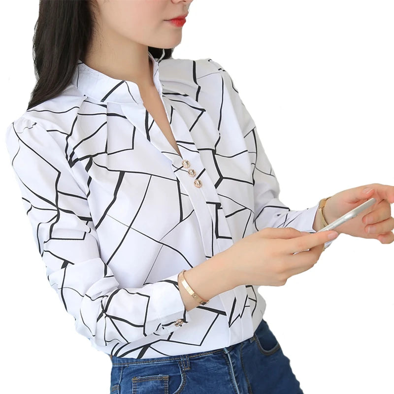 Women Tops And Blouses Office Lady Blouse Slim Shirts